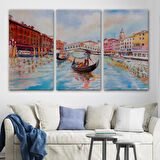 Venedik Kanalın da Gondollar Yağlıboya Görünüm Dekoratif Kanvas Duvar Tablosu-3660