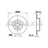 ARKA FREN DISK AYNASI LGN 1.8 2.0 2.2 D 93 - 03.01 SAFRANE 2.0 2.2 4.92 - 7.96 - 265x10.5x4DL - BRAXIS AE0304