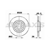 ON FREN DISK AYNASI TOYOTA AVENSIS VERSO 2.0 D4D 2.2 D4D 08-18 320X5 - BRAXIS AD1030