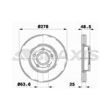 ON FREN DISK AYNASI FOCUS III 1.6ECO - 1.6TDCI FOCUS II 04 -- FOCUS II C MAX 03-07 C MAX 07 -- 1.6ECO - 1.6TDCI - 1.8 16V - 2.0TDCI OLCU 278 - 25 - BRAXIS AE0022