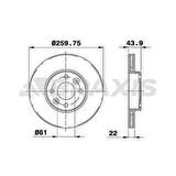 ON FREN DISK AYNASI HAVALI MICRA K12 03-10 NOTE 06-12 CLIO III 06-10 MODUS 04- 260X4 - BRAXIS AE0010