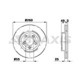 ON FREN DISK AYNASI TOYOTA AVENSIS 97-02 260X5 - BRAXIS AE0331
