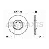 ON FREN DISK AYNASI TRANSIT V184 00-06 A.CEKER OLCU 294 X 43 - BRAXIS AE0080