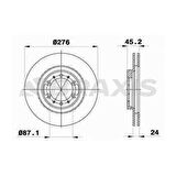 ON FREN DISK AYNASI HAVALI L200 06-10 4WD PAJERO 90- 3.0 3.5 V6 276X6 - BRAXIS AE0218