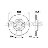 ON FREN DISK AYNASI VECTRA C GTS 1.6 2.016V 02-SIGNUM 03-SAAB 9.3 02-CROMA 05- 285x25x5DLxHAVALI - BRAXIS AE0066