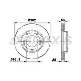 ON FREN DISK AYNASI HAVALI KIA SORENTO 2.5 CRDI 02- 302 X 28 X 26 X 96.3 X 54 - BRAXIS AE0367
