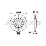 ON FREN AYNASI VOLVO S60 00-S80 98 06V70 97 002.0 2.3 2.4 2.5 3.0 2.9 XC70  00-07 75 RJ 2.0 CDT 99-05 75 Tourer RJ 1.8 Turbo 00-05 MG MG ZT 1.8 16V 00-05 305x25x5DLxHAVALI - BRAXIS AD0289