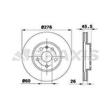 ON FREN DISKI 15 INCH 276mm ASTRA J 10- CRUZE10- AVEO T300 - BRAXIS AE0201