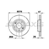 ON FREN DISK AYNASI HAVALI HYUNDAI SANTAFE 2.0 01 06 TRAJET 2.0 00- 276MM - BRAXIS AE0452