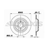 ARKA FREN AYNASI VOLVO  S60 II10- S80 II 06- V60 II 13- V70 II 06- XC70 06- DÜZ 302mm - BRAXIS AE0514