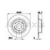 ARKA FREN DISK AYNASI DUZ ACCORD 09-14 282X5 - BRAXIS AE0606