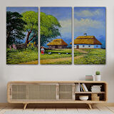Ukrayna Köy Evi Manzarası Yağlıboya Görünüm Dekoratif Kanvas Duvar Tablosu-3664