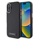 iPhone 16 Kılıf Karl Lagerfeld Lisanslı Magsafe Özellikli Metal Kamera Buton Tasarımlı PU Deri Siyah