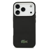 Lacoste iPhone 17 Pro Kılıf Siyah MagSafe Özellikli PVC Pike Desenli