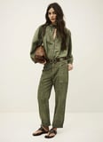 Ba&Sh Haki Kadın Ajurlu Desen Pantolon