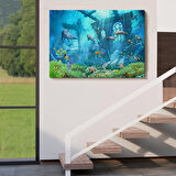 Su Altı Manzarası Yağlıboya Görünüm Dekoratif Kanvas Duvar Tablosu-3667