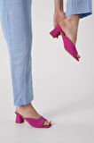 Anna Kadın Fuşya Gerçek Deri Topuklu Terlik