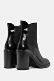 Beety Kadın Siyah Gerçek Deri Kalın Yüksek Topuklu Chelsea Bot