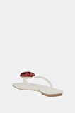 The Camie Heart Thong Kadın Beyaz Kalpli Terlik