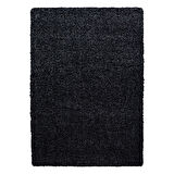 Modern Düz Desen Siyah Oturma Odası Halısı Salon Halısı Uzun Tüylü Yumuşak Dokulu Kolay Bakım 