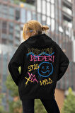 Breath Deeper ! Yazılı Unisex Oversize Tasarım Hoodie