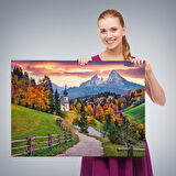 Hochkalter Dağı Maria Gern Kilisesi Ve Alpler Dekoratif Tablo-3679