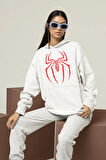 Spider-Man Logo Baskılı Unisex Oversize Örümcek Adam Hoodie