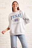 Şardonlu Texas Sweatshirt Gri