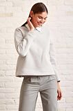 Bisiklet Yaka Oversize Sweatshirt Mavi