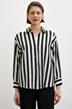Robalı Çizgili Gömlek Siyah