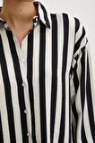 Robalı Çizgili Gömlek Siyah