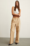 Kargo Cepli Geniş Paça Pantolon Camel