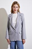 Tek Düğmeli Blazer Ceket Gri