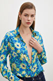 Lotus Desenli Gömlek Mavi
