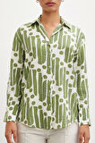 Modern Desen Modal Gömlek Yeşil