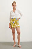 Desenli Şort Etek Sarı
