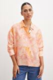 Damla Desenli Modal Gömlek Oranj