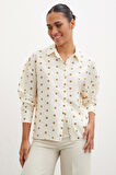 Puantiyeli Oversize Gömlek Kahve