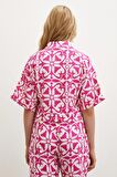 Kısa Kollu Crop Gömlek Fuşya