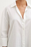 Geniş Manşetli Keten Gömlek Ekru