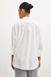 Geniş Manşetli Keten Gömlek Ekru