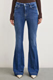 Likralı Flare Jean Mavi