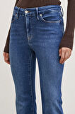 Likralı Flare Jean Mavi