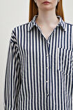 Multi Çizgili Cepli Gömlek Lacivert