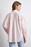 Oversize Pamuklu Gömlek Pembe