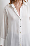 V Yaka Saten Gömlek Ekru