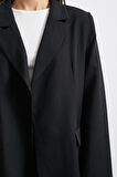 Çizgi Astarlı Dökümlü Blazer Ceket Siyah