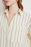 Kontrast Çizgili Modal Gömlek Siyah