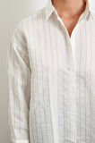 Pamuklu Çizgili Gömlek Beyaz