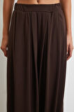 Paça Detaylı Şalvar Pantolon Kahve